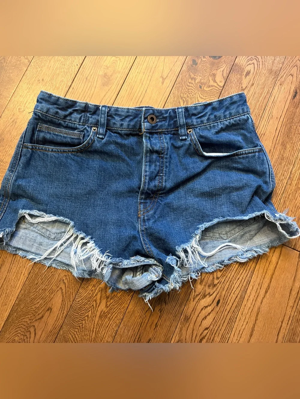 Free People Distressed Frayed Hem Denim Shorts